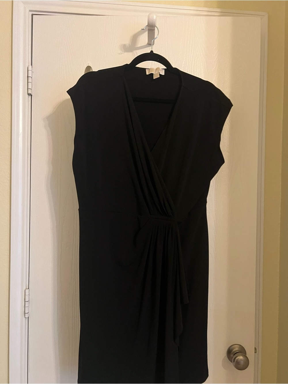 MICHAEL Michael Kors Black Sleeveless Faux-Wrap Midi Dress